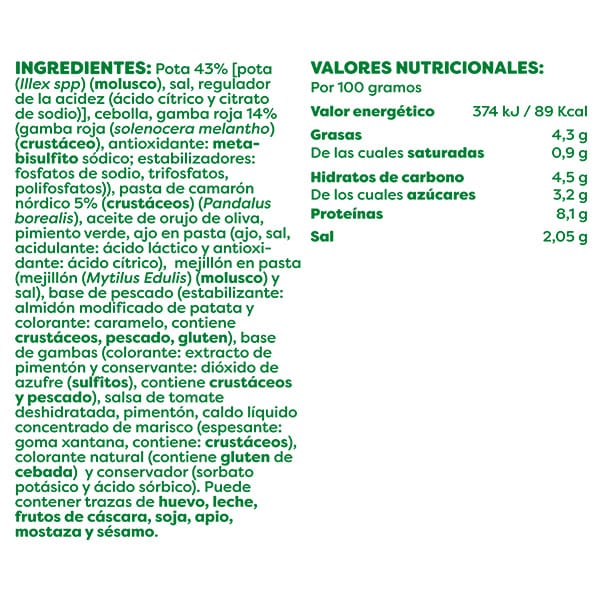 Sofrito de pota, gamba y camarón boreal bandeja 2kg - Nuestras bases culinarias no solo destacan por su sabor, sino también por su homogeneidad y conveniencia. Cada lote es cuidadosamente preparado para asegurar una calidad uniforme en cada ración, permitiendo a los chefs ahorrar tiempo sin sacrificar el sabor ni la textura.